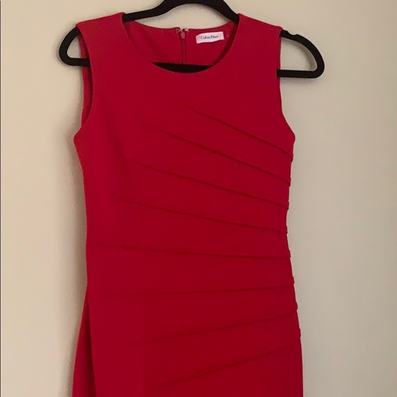 CALVIN KLEIN Body-Con Red Dress,Size 2 - Picture 3 of 8